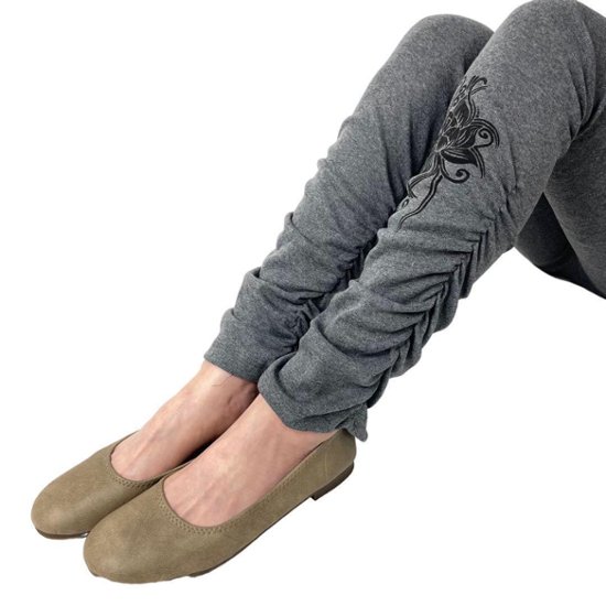 くしゅくしゅレギンス　すそくしゅくしゅタイプ　蓮柄プリント画像