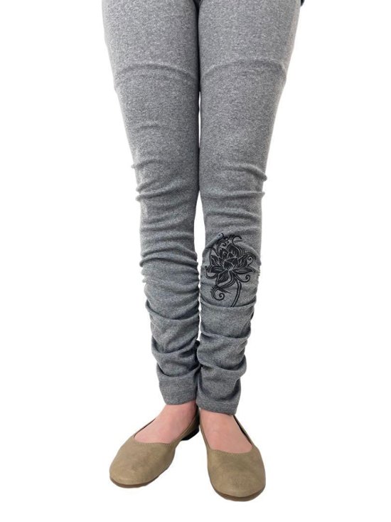 くしゅくしゅレギンス　すそくしゅくしゅタイプ　蓮柄プリント画像