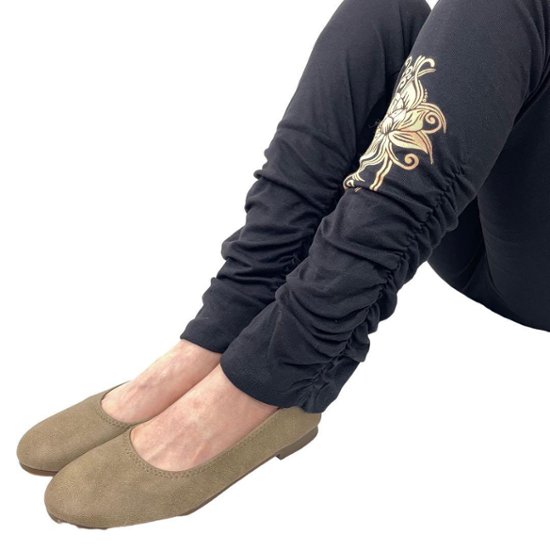 くしゅくしゅレギンス　すそくしゅくしゅタイプ　蓮柄プリント画像