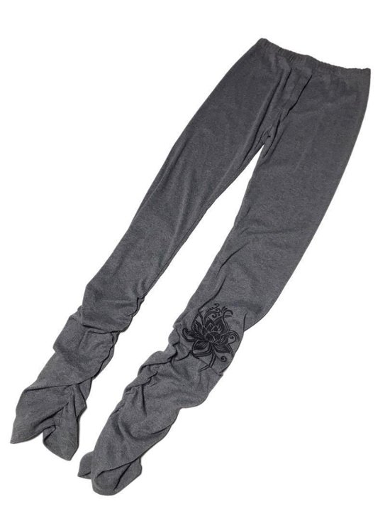 くしゅくしゅレギンス　すそくしゅくしゅタイプ　蓮柄プリント画像