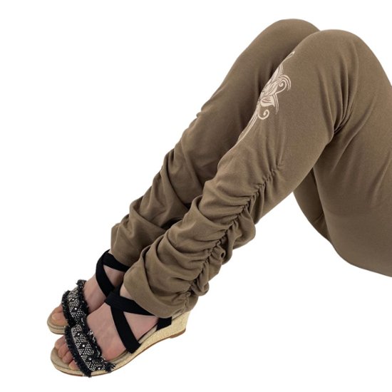 くしゅくしゅレギンス　すそくしゅくしゅタイプ　蓮柄プリント画像