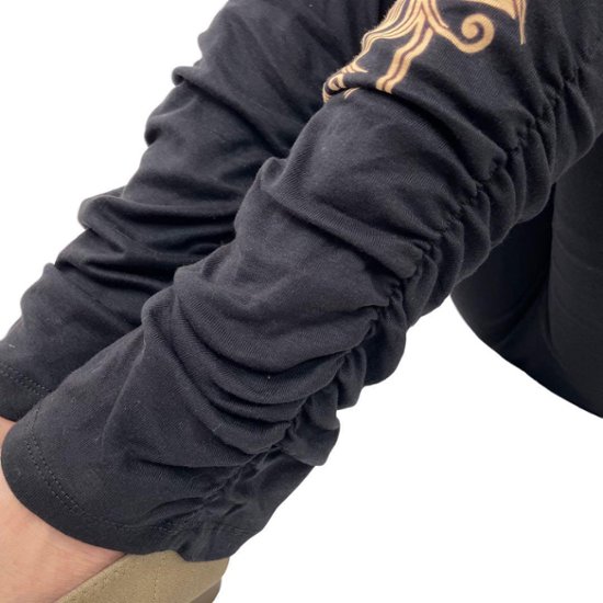 くしゅくしゅレギンス　すそくしゅくしゅタイプ　蓮柄プリント画像