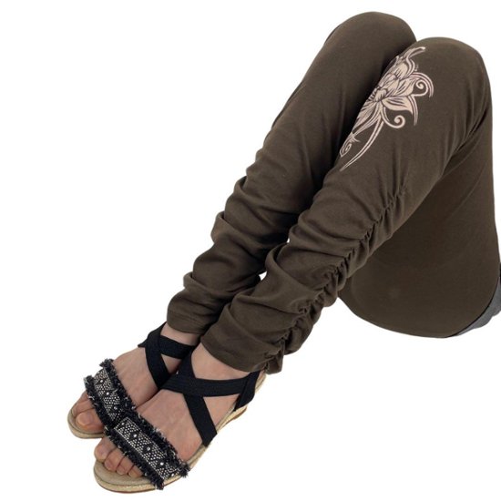 くしゅくしゅレギンス　すそくしゅくしゅタイプ　蓮柄プリント画像