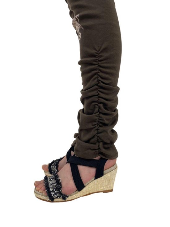 くしゅくしゅレギンス　すそくしゅくしゅタイプ　蓮柄プリント画像