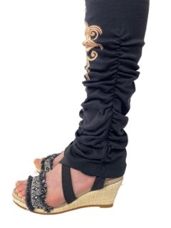 くしゅくしゅレギンス　すそくしゅくしゅタイプ　蓮柄プリント画像