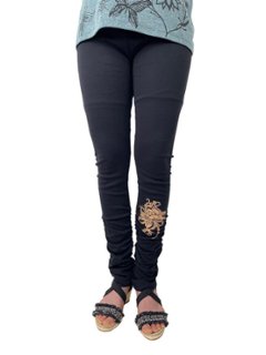 くしゅくしゅレギンス　すそくしゅくしゅタイプ　蓮柄プリント画像