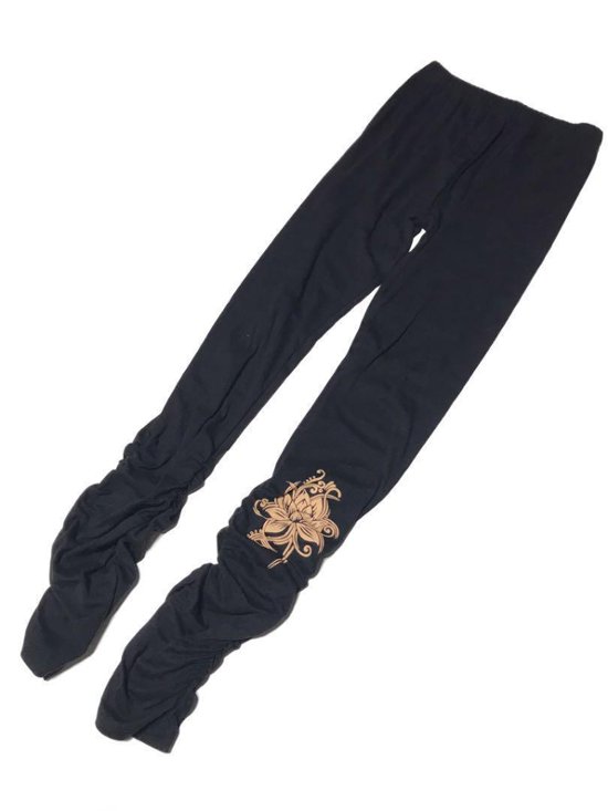 くしゅくしゅレギンス　すそくしゅくしゅタイプ　蓮柄プリント画像