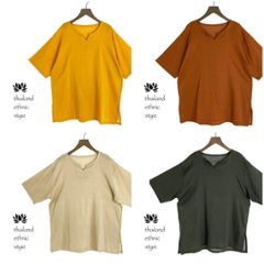 クルタ　シアーコットン　半袖　無地　の画像