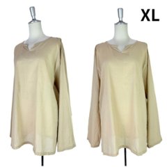 クルタ　シアーコットン　長袖　無地　画像