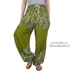 アラジンパンツ　タイパンツ　レーヨン　部屋着　ヨガ　タイマッサージ　男女兼用　ウエスト２タイプ　【05柄】画像