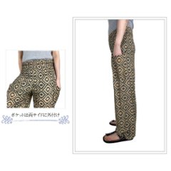 アラジンパンツ　タイパンツ　レーヨン　部屋着　ヨガ　タイマッサージ　男女兼用　ウエスト２タイプ　【310柄】画像