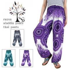 アラジンパンツ　タイパンツ　レーヨン　部屋着　ヨガ　タイマッサージ　男女兼用　ウエスト2タイプ　【4080柄】の画像