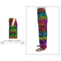 アラジンパンツ　タイパンツ　レーヨン　部屋着　ヨガ　タイマッサージ　男女兼用　ウエスト2タイプ　【4010柄】画像