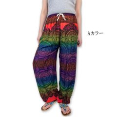 アラジンパンツ　タイパンツ　レーヨン　部屋着　ヨガ　タイマッサージ　男女兼用　【4060柄】画像