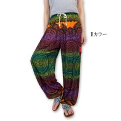 アラジンパンツ　タイパンツ　レーヨン　部屋着　ヨガ　タイマッサージ　男女兼用　【4060柄】画像