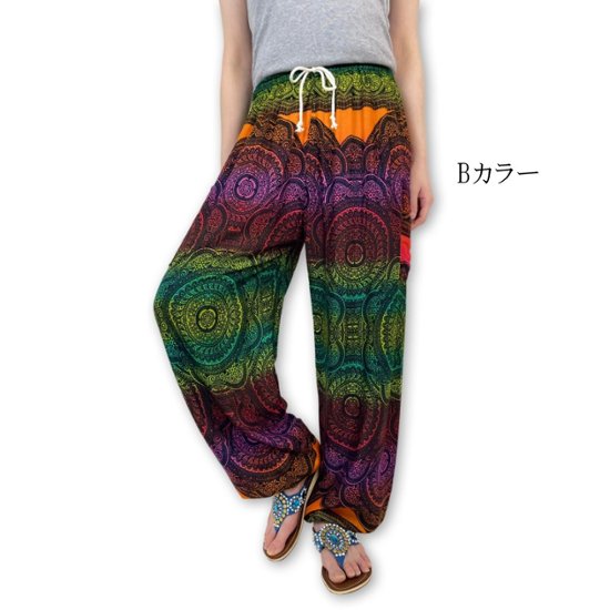 アラジンパンツ　タイパンツ　レーヨン　部屋着　ヨガ　タイマッサージ　男女兼用　【4060柄】画像