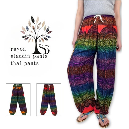 アラジンパンツ　タイパンツ　レーヨン　部屋着　ヨガ　タイマッサージ　男女兼用　【4060柄】画像