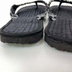 い草サンダル　和風　和装　ルームサンダル　スリッパ　軽量　鼻緒タイプ１ブラックゲリ生地　画像