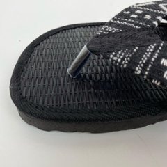 い草サンダル　和風　和装　ルームサンダル　スリッパ　軽量　鼻緒タイプ１ブラックゲリ生地　画像