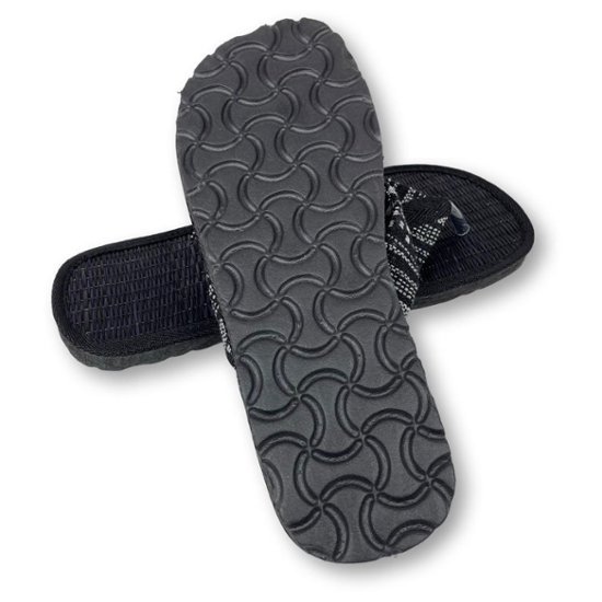 い草サンダル　和風　和装　ルームサンダル　スリッパ　軽量　鼻緒タイプ１ブラックゲリ生地　画像