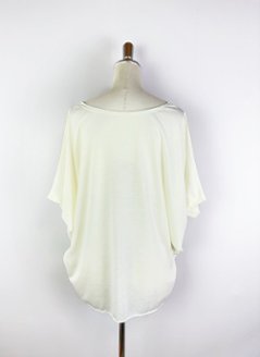 Tシャツ　ドルマン袖　夏　薄手　涼しい　ラメプリント　羽根柄画像