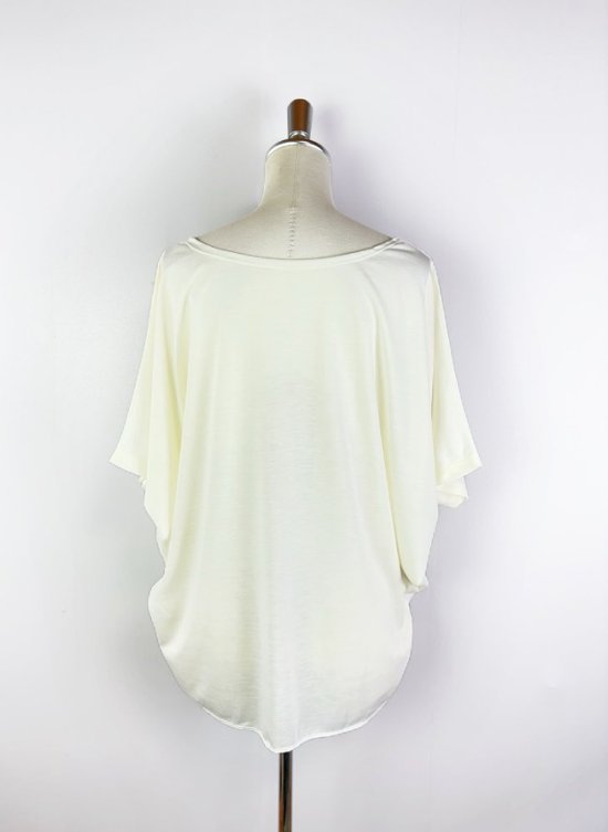 Tシャツ　ドルマン袖　夏　薄手　涼しい　ラメプリント　羽根柄画像