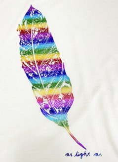 Tシャツ　ドルマン袖　夏　薄手　涼しい　ラメプリント　羽根柄画像