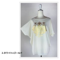 Tシャツ　ドルマン袖　夏　薄手　涼しい　ラメプリント　象柄画像