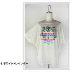 Tシャツ　ドルマン袖　夏　薄手　涼しい　ラメプリント　象柄画像