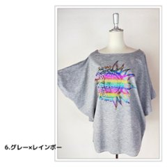 Tシャツ　ドルマン袖　夏　薄手　涼しい　ラメプリント　太陽と月柄画像