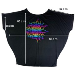 Tシャツ　ドルマン袖　夏　薄手　涼しい　ラメプリント　太陽と月柄画像