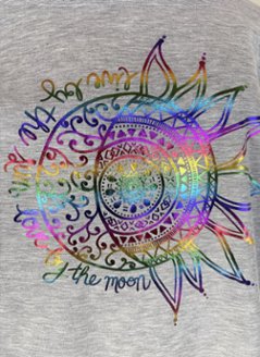 Tシャツ　ドルマン袖　夏　薄手　涼しい　ラメプリント　太陽と月柄画像