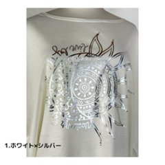 Tシャツ　ドルマン袖　夏　薄手　涼しい　ラメプリント　太陽と月柄画像