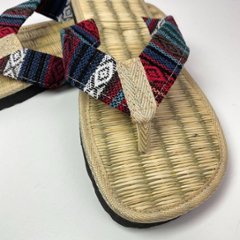 い草サンダル　和風　和装　ルームサンダル　スリッパ　軽量　鼻緒タイプ【ナチュラル×ゲリ生地】画像