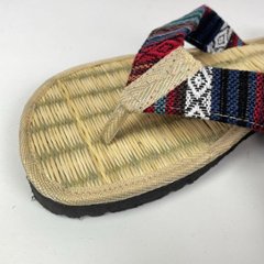 い草サンダル　和風　和装　ルームサンダル　スリッパ　軽量　鼻緒タイプ【ナチュラル×ゲリ生地】画像