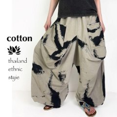 和柄　立体パンツ　ワイドパンツ　男女兼用　雲柄　アソート発送の画像
