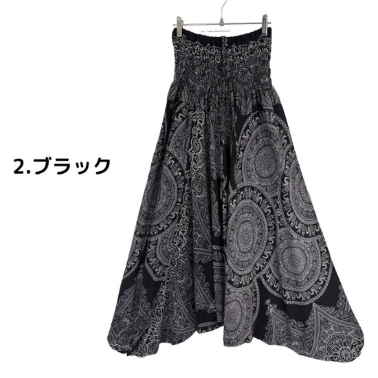 サルエルパンツ　タイパンツ　レーヨン　ヨガ　サロペット2Way　男女兼用　お部屋着　パジャマ　【920柄】　画像