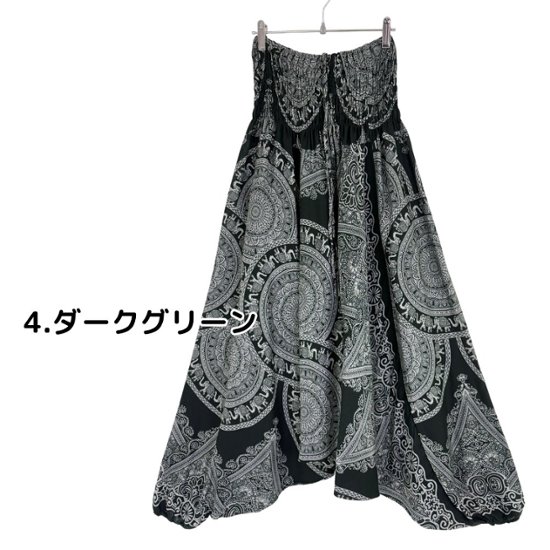 サルエルパンツ　タイパンツ　レーヨン　ヨガ　サロペット2Way　男女兼用　お部屋着　パジャマ　【920柄】　画像