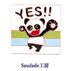 絵タイル「YES!!（パンダ）」75×75mmの画像