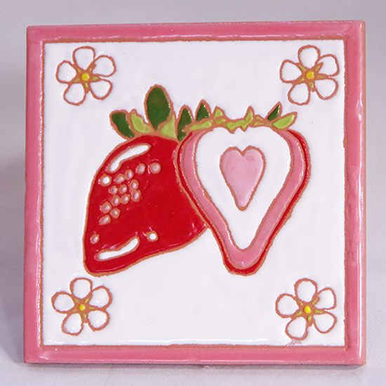 絵タイル100×100mm：「ストロベリー」、「レモン」各1枚画像