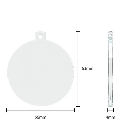 キーホルダー 丸型 56mm 透明 ポリカ 100個画像