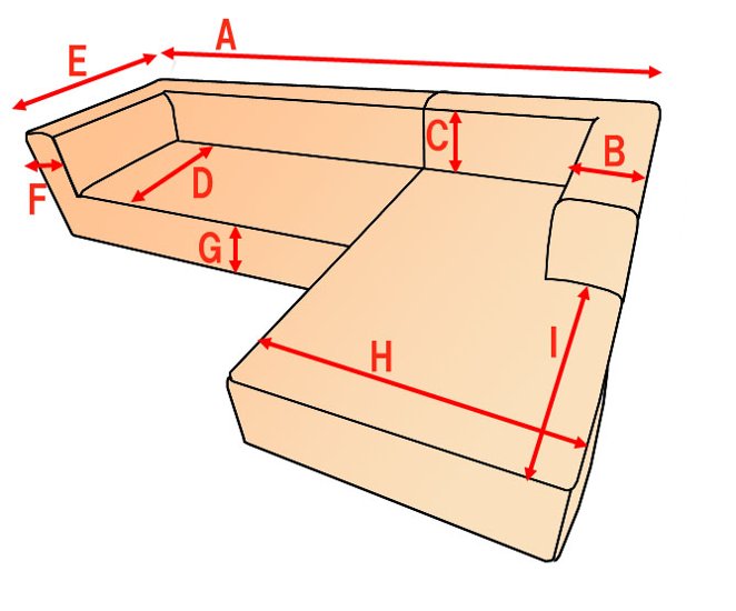別注ソファーカバー オーダーメイド L字型 背もたれ肘掛け一体型 座って左側カウチタイプ画像