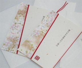 友禅和紙＜白桜＞【手作り】招待状セット画像