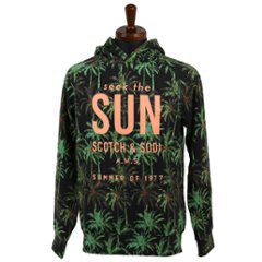 SCOTCH&SODA スコッチ アンド ソーダ スエット トレーナー ジャングル ヤシの木 グリーンの画像