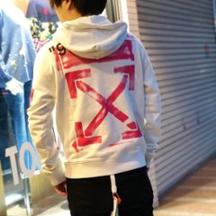 Off-White オフホワイト DIAG STENCIL SLIM HOODIE ホワイト ピンク プルオーバー の画像