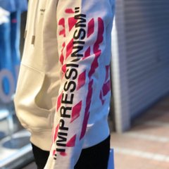 Off-White オフホワイト DIAG STENCIL SLIM HOODIE ホワイト ピンク プルオーバー 画像