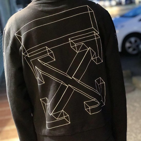 Off-White オフホワイト DIAG 3D CARRYOVER ZIP HOODIE ブラック ジップパーカー 画像