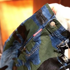 DSQUARED2 ディースクエアード ジーンズ TIDY BIKER JEAN ブルー 迷彩 カモフラ コーティング ラスト1点サービスプライス画像