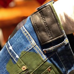 DSQUARED2 ディースクエアード ジーンズ TIDY BIKER JEAN ブルー 迷彩 カモフラ コーティング ラスト1点サービスプライス画像