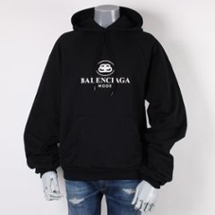 BALENCIAGA バレンシアガ ブラック black ロゴ プリント スウェット パーカー 571194-TEV75 目玉商品の画像